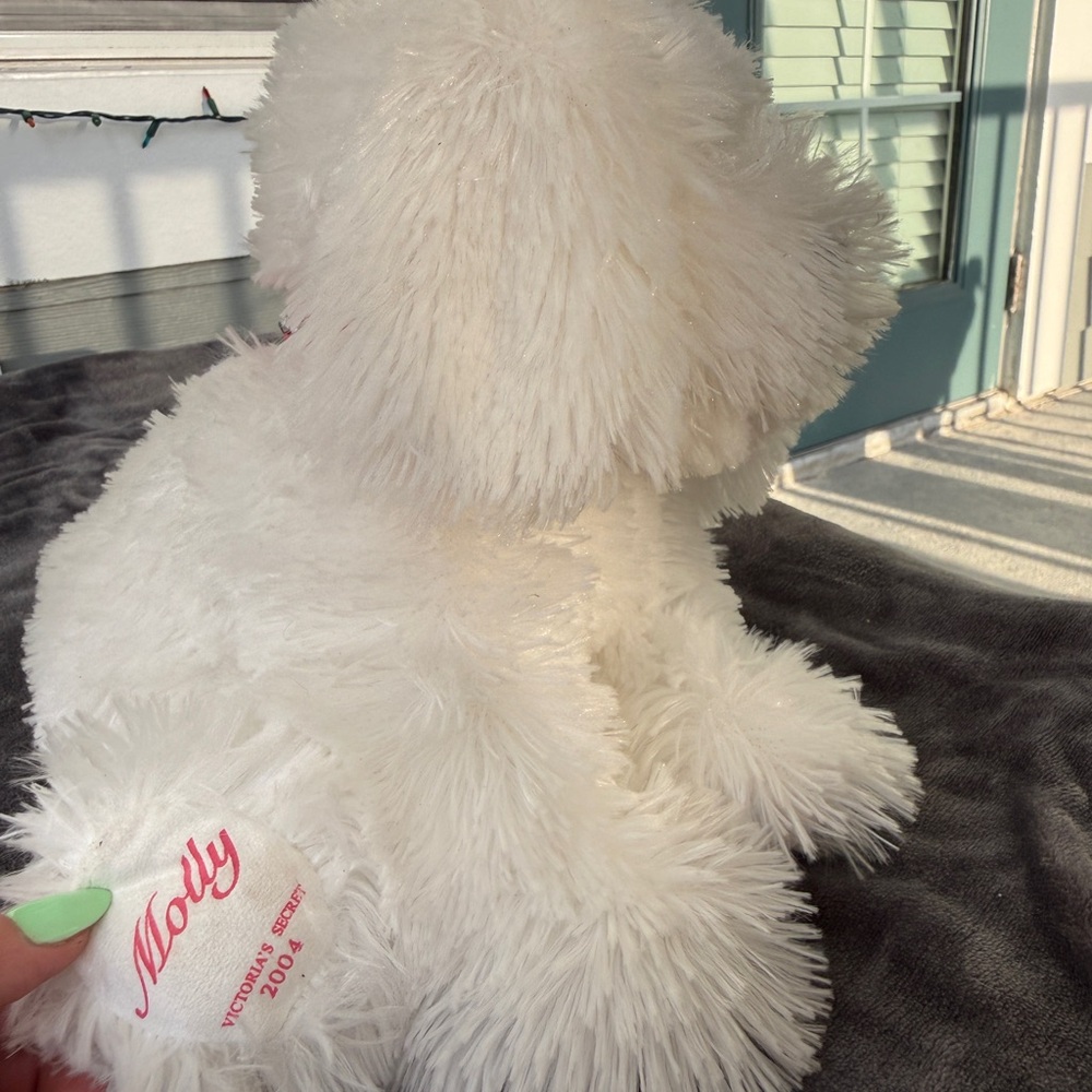 Victoria's Secret Molly Plush Dog in White with Pink Tag & Bow - Limited Edition - Picture 8 of 10